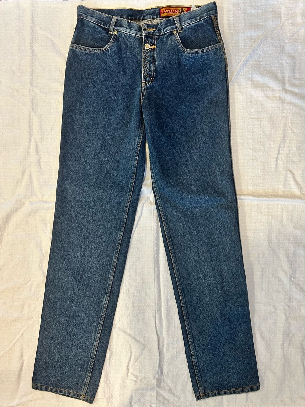VTG 90s Lawman Western Bareback Jeans High Rise Pocketless Slim 13 Fits Modern 8